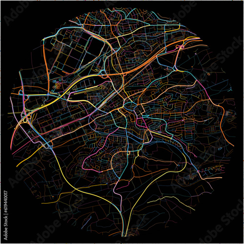 Colorful Map of Boblingen, Baden-Wuerttemberg with all major and minor roads.
