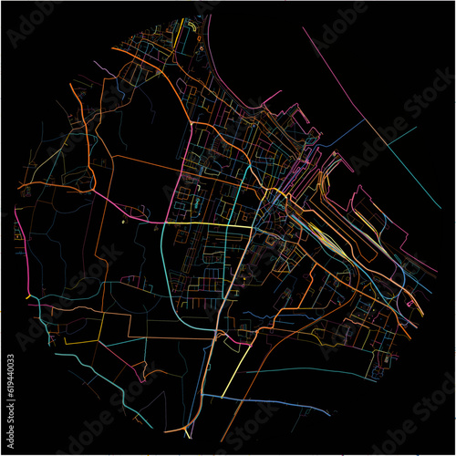 Colorful Map of Cuxhaven, Lower Saxony with all major and minor roads.