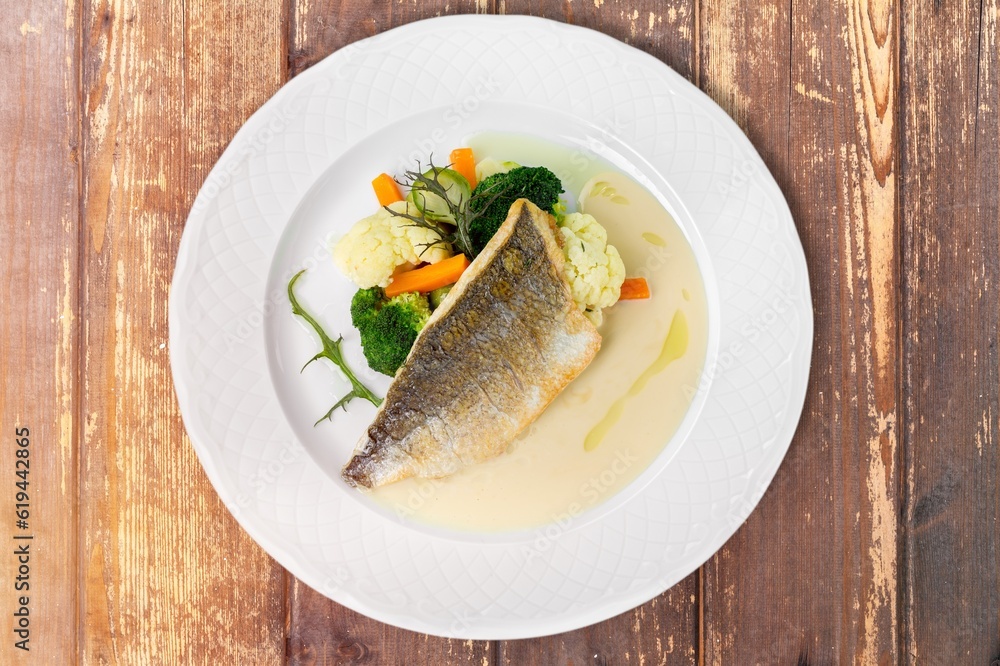 Fresh tasty fish dish with herbs Fresh tasty fish dish with herbs