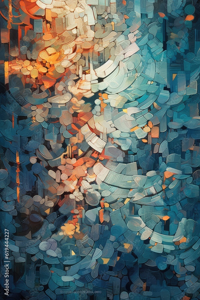 Fototapeta premium A captivating abstract composition with bold and vibrant shapes merging together