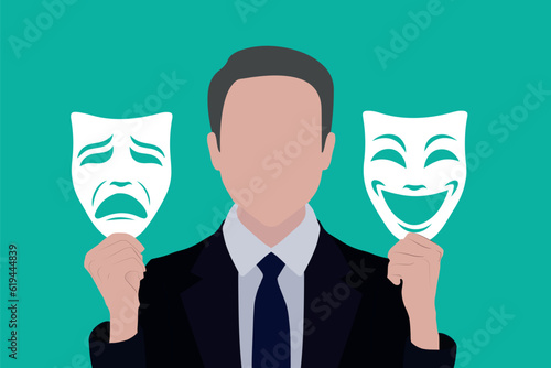 comedy and tragedy theater masks vector template