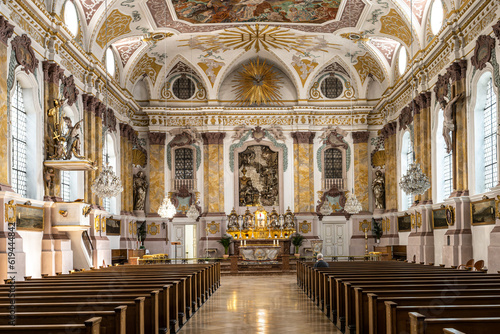 Interior of the Buergersaalkirche, Citizen's Hall Church at Munich, Germany. It was built in 1709 © rudiernst