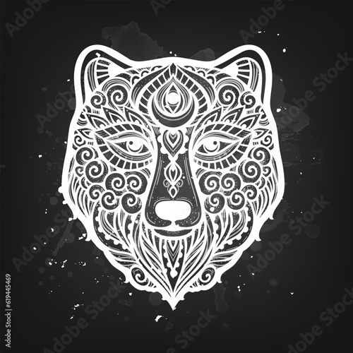 Bear mandala ornament. Vector illustration.