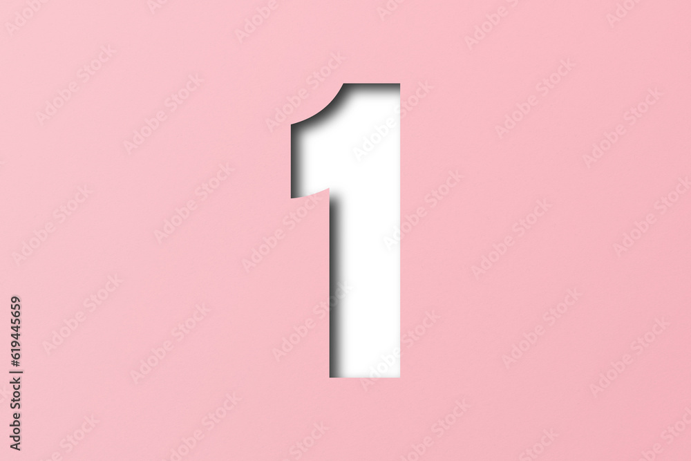 number cut paper 1 pink isolated on transparent background number cut paper 1 pink isolated on transparent background