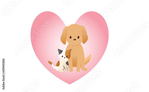 犬と猫とハート