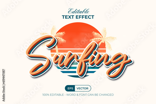 Surfing text effect style. Editable text effect.