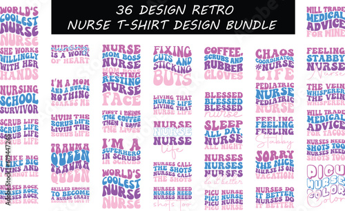 Retro Nurse T-shirt Design bundle 