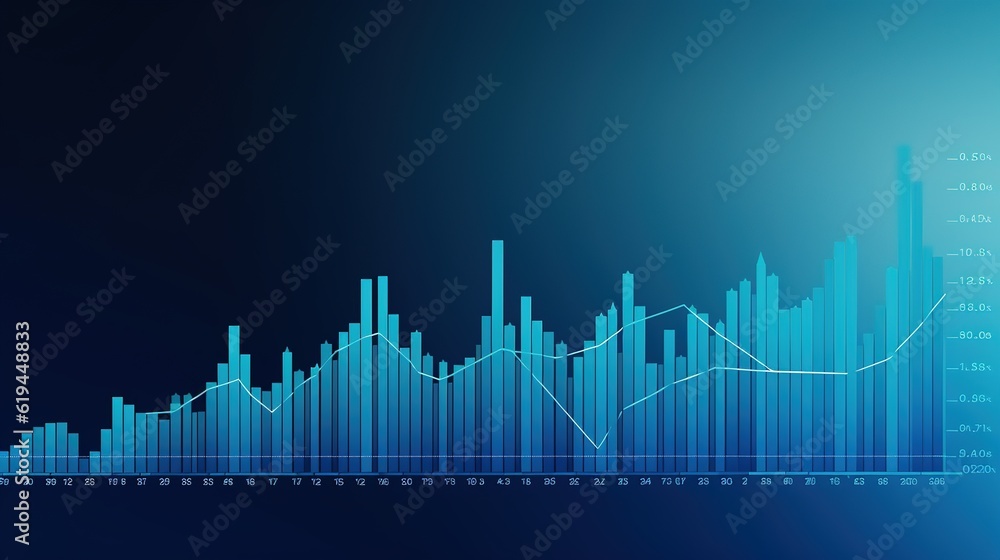 Stock market or forex trading graph in graphic concept perfect for financial investment or business idea and all art work design. Background in finance, in summary. generative ai