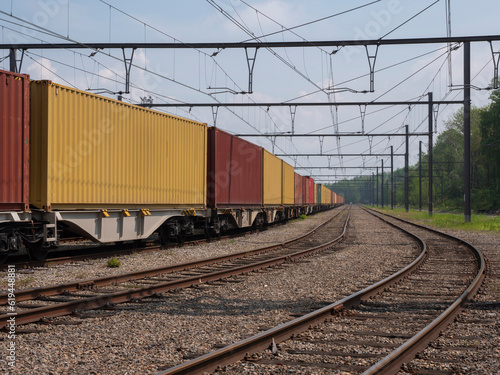 Cargo train at marshalling yard in Belgium 