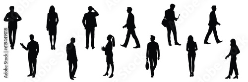 Obraz na płótnie silhouettes of people working group of standing business people vector eps 10