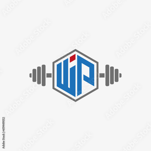 Warrior Power Gym Fitness Logo Design Template Vector Initial W and P