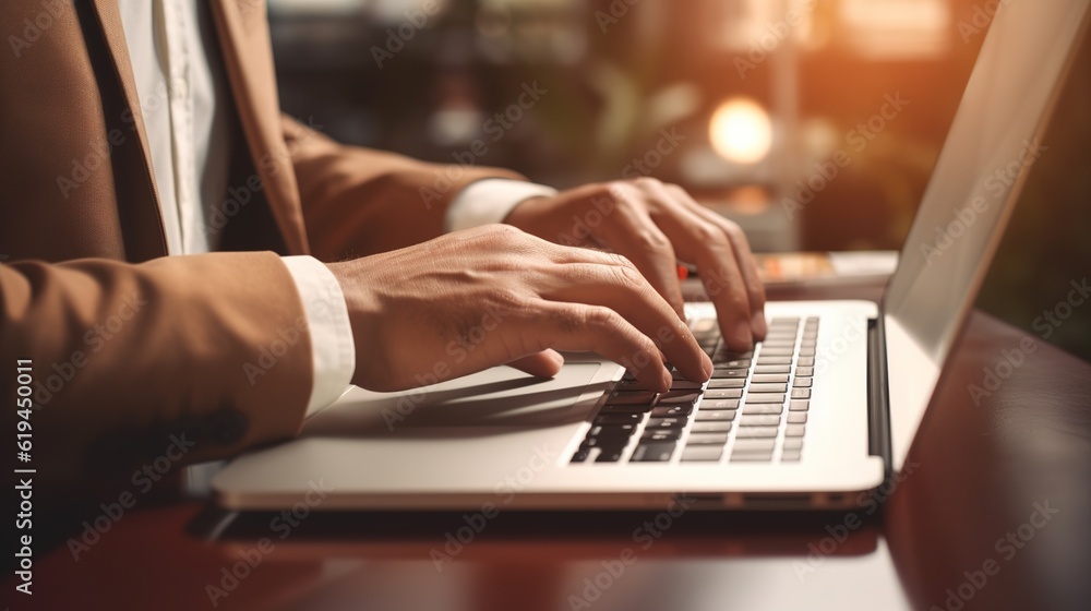person typing on laptop, generative ai person typing on laptop, generative ai