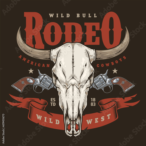 Wild bull rodeo colorful sticker