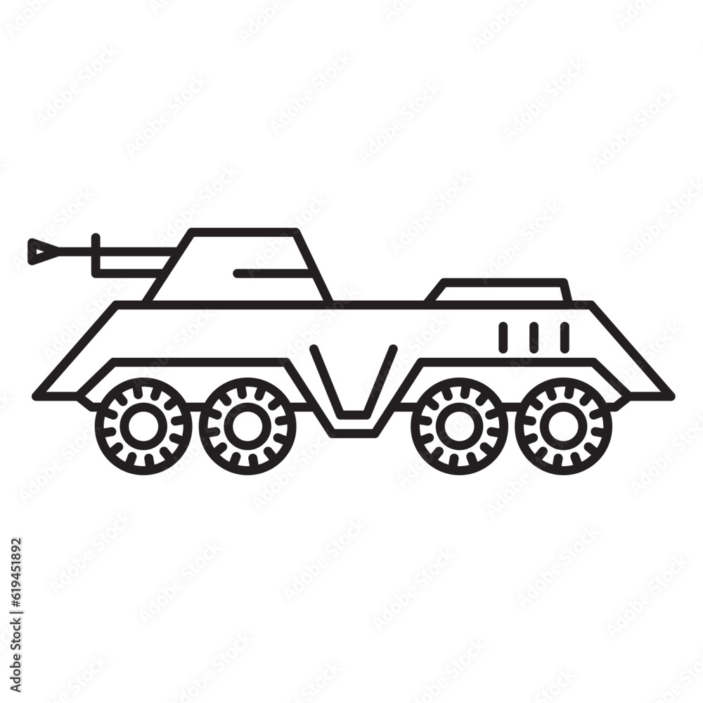 Armored Personnel Carrier icon.Armored combat vehicle.Military