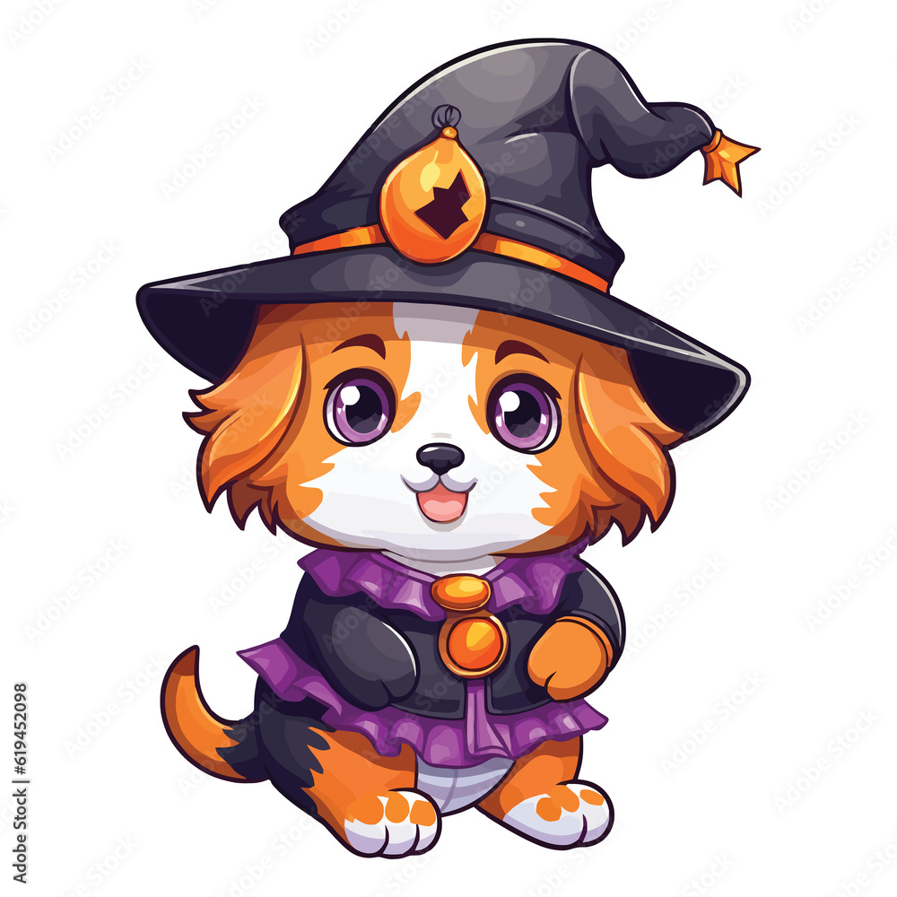 Wickedly Adorable: Cute Puppy American Bobtail Enjoys Halloween Festivities