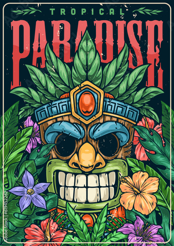 Tropical paradise mask flyer colorful
