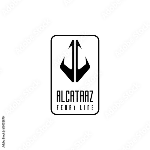 Alcatraz Ferry Line Logo. Creative ocean Cruise ship icon logo design vector illustration nautical sailing boat