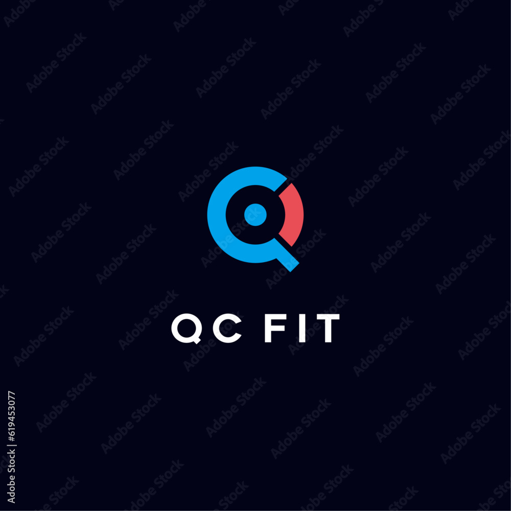 Initial Letter QC Logo Lowercase, Modern and Simple Logo Design.