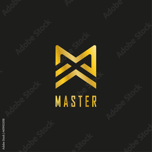 M gold master letter vector logo element symbol shape design icon abstract set template