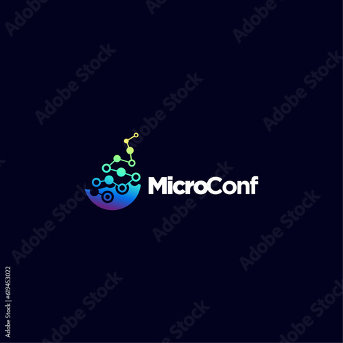 Logo Micro futuristic, sophisticated and techy style. A simple but eye-catching logo, that is very suitable for technology companies such as cryptocurrencies, internet, computers, AI