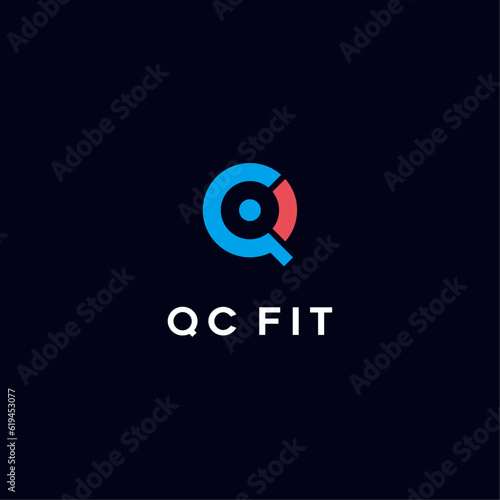 Initial Letter QC Logo Lowercase, Modern and Simple Logo Design.