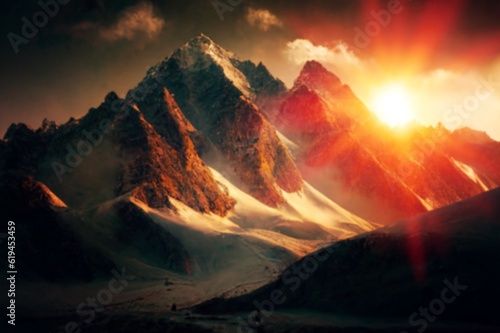 Mountain and hills with sunshine. Nature landscape, AI generated image © BillionPhotos.com