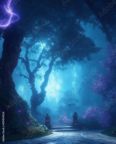 a mysterious dense forest, mystical, fantasy