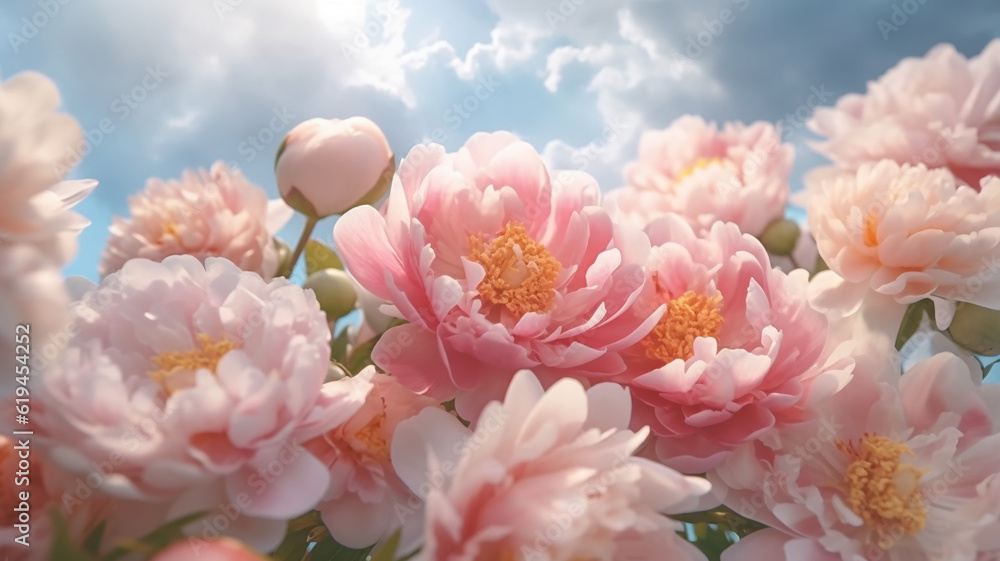 peonies abstract summer background flowers. generative Ai peonies abstract summer background flowers. generative Ai