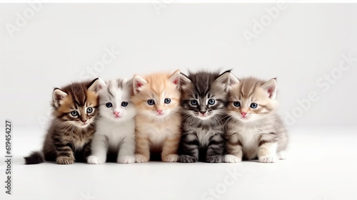 Wallpaper Mural a group of cute kittens isolated on a white background studio photo. generative Ai Torontodigital.ca
