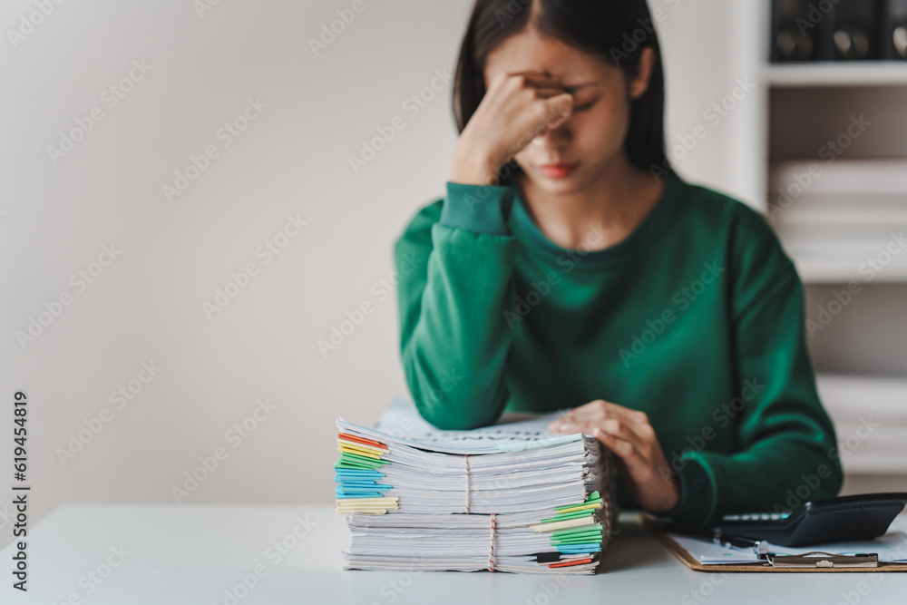 Employee stressed with business paperwork. Businessman check, review legal documents. Prepare documents or analytical reports, tax lists, accounting documents, data contracts, office partnership agree Employee stressed with business paperwork. Businessman check, review legal documents. Prepare documents or analytical reports, tax lists, accounting documents, data contracts, office partnership agree
