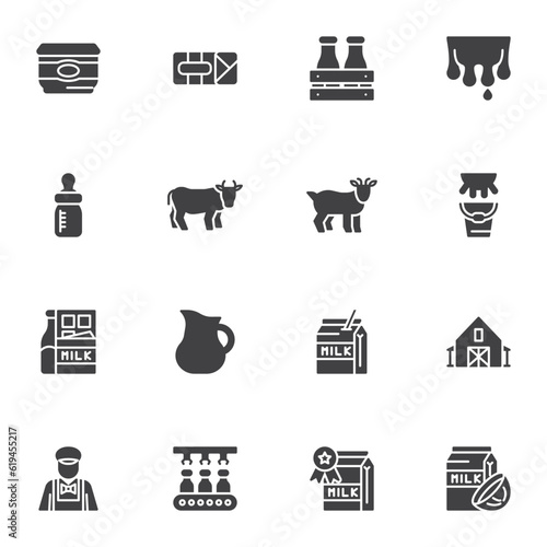 Dairy products vector icons set