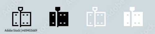 Video editing icon set in black and white. Clip signs vector illustration.