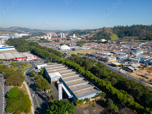 Aerial view of the city Amparo located in the interior of São Paulo. City crossed by the river Camanducaia and known as the Historical Capital of the Water Circuit.