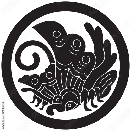 Agehachoo Kamon Japanese Family Crest Handmade Vector Illustration