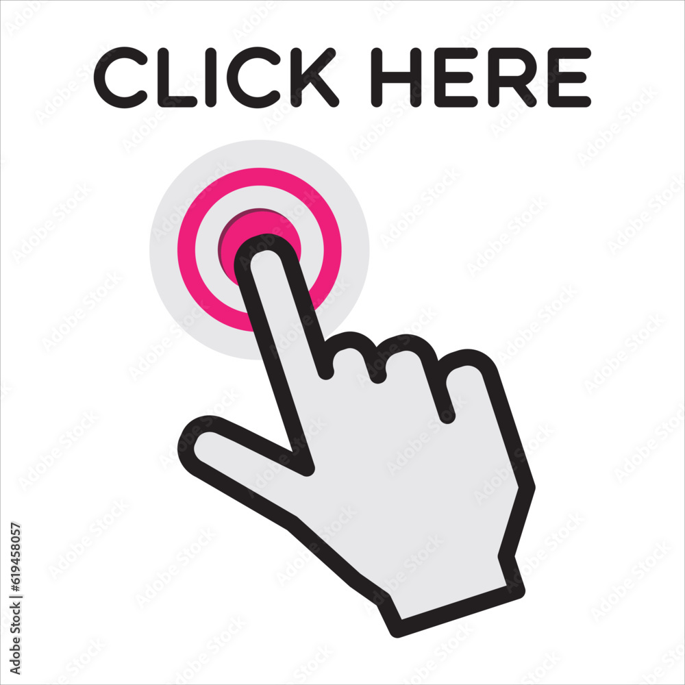 click here, button icon vector illustration symbol click here, button icon vector illustration symbol