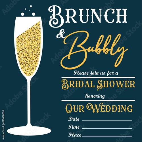 Brunch and bubbly invitation, bridal shower icon, vector, illustration
