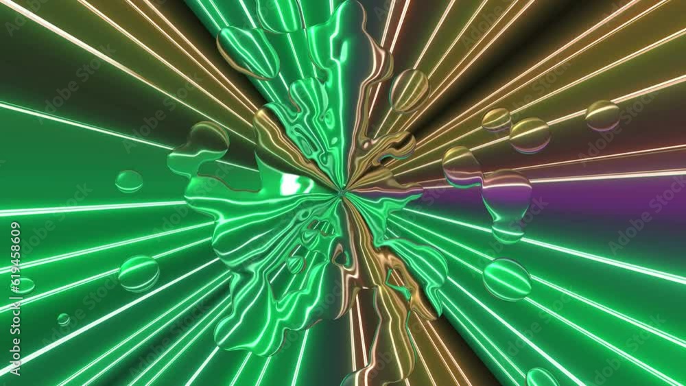 neon light speed effect animation in tunnel zoom with glowing and