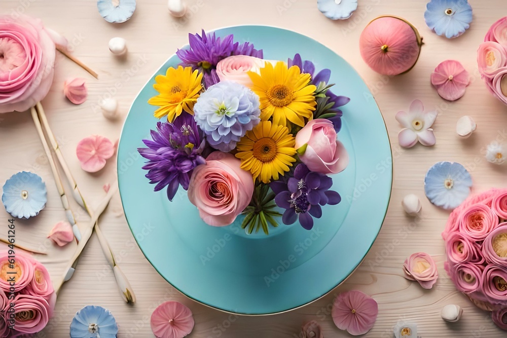 table setting with flowers generated by AI tool table setting with flowers generated by AI tool