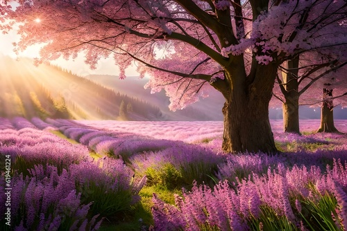 lavender field in spring generated by AI tool