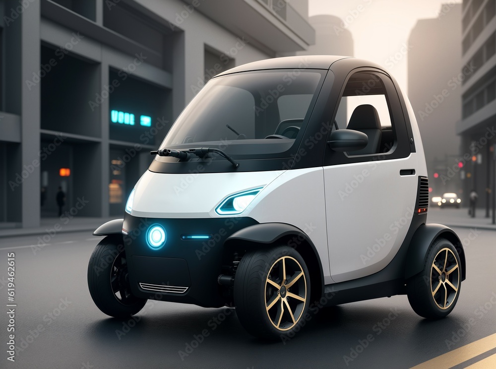 Futuristic Concept Self-Driving Car. Day Urban Driveway, Ai generated Futuristic Concept Self-Driving Car. Day Urban Driveway, Ai generated
