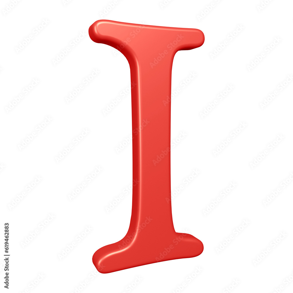 3D red alphabet letter i for education and text concept 3D red alphabet letter i for education and text concept