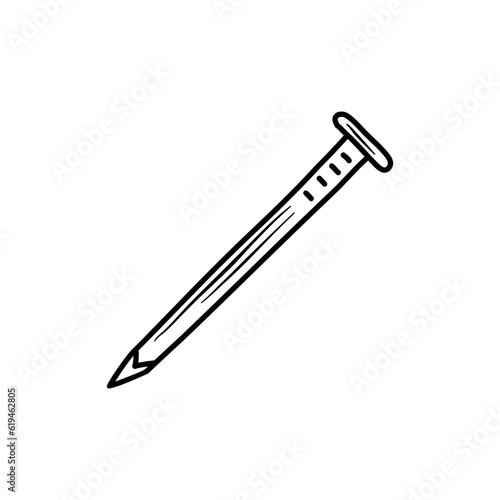Handdrawn nails doodle icon. Hand drawn black sketch. Sign symbol. Decoration element. White background. Isolated. Flat design. Vector illustration