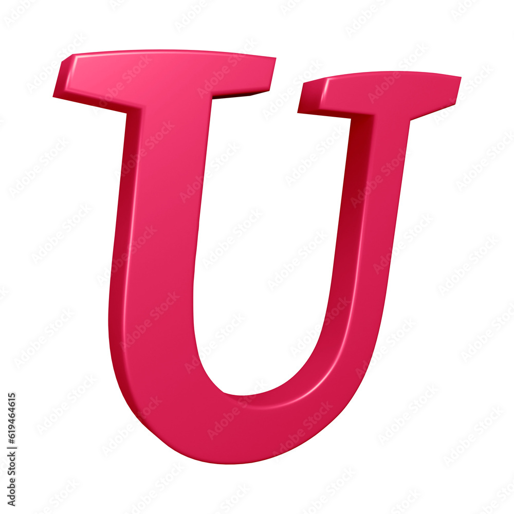 3D pink alphabet letter u for education and text concept 3D pink alphabet letter u for education and text concept