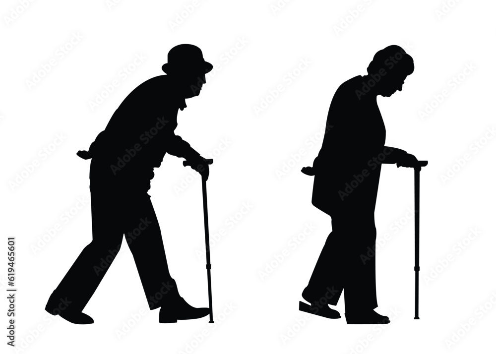 Obraz premium Senior With A Cane silhouette vector eps 10