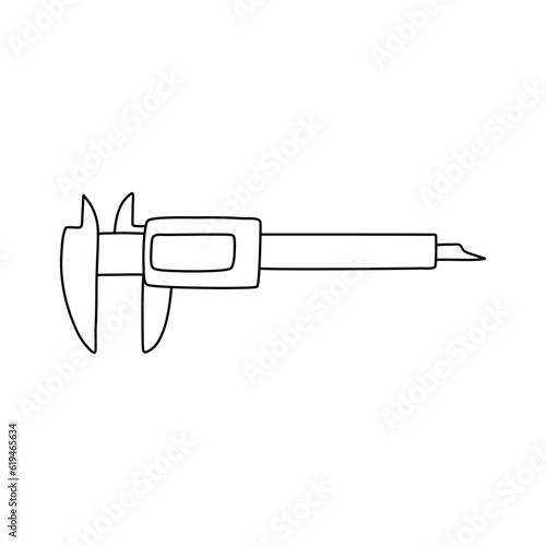 vernier caliper in doodle style. Isolated vector