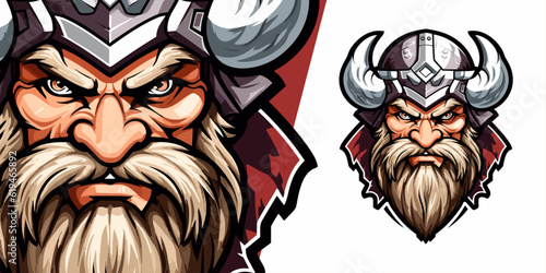 Epic Viking Knight Logo: Illustration Vector Graphic for Sport and E-Sport Gaming Teams, showcasing a Barbarian Mascot