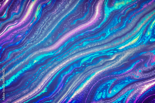 Abstract background fluid waving, holographic color, glossy and glowing, Iridescent Texture. - Generative AI