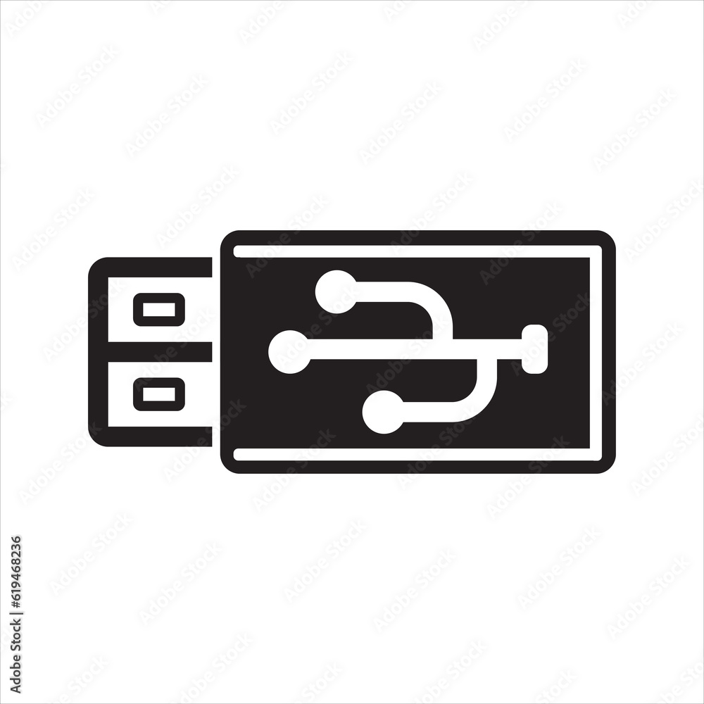 Usb chip icon. Usb flash drive icon. Vector and glyph Usb chip icon. Usb flash drive icon. Vector and glyph