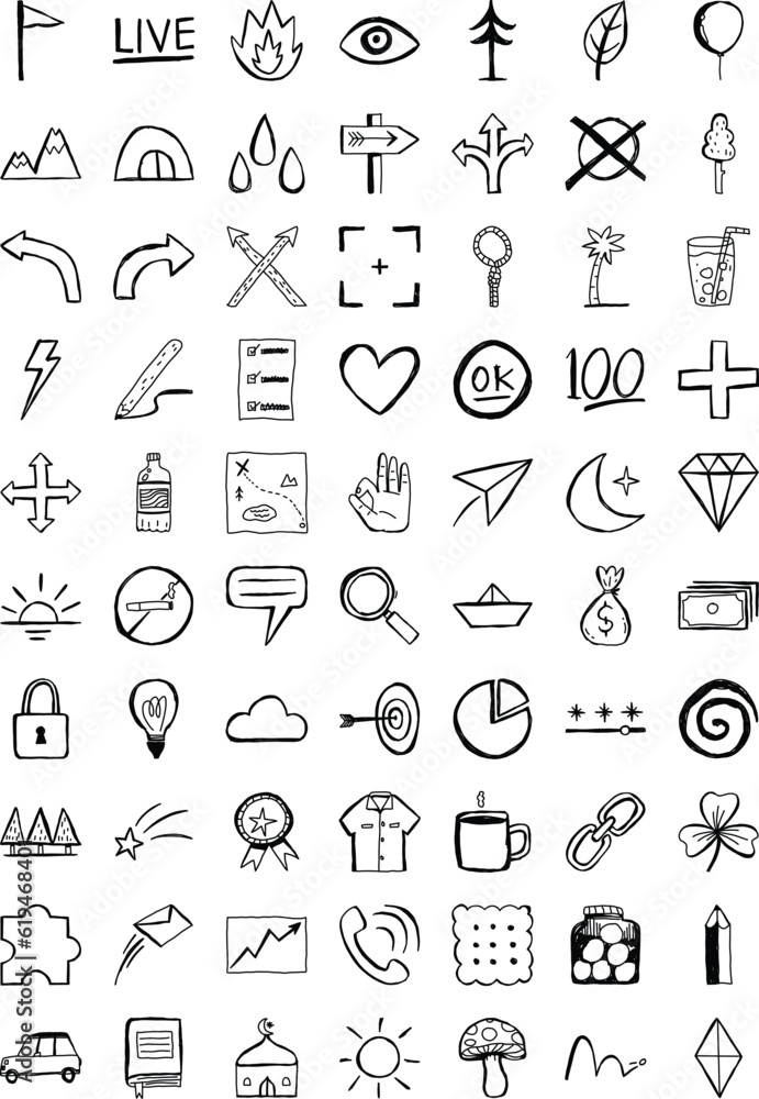 doodle outdor activity icon set doodle outdor activity icon set