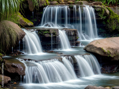 Beautiful nature landscape view of creek waterfall in the forest © BabyQ